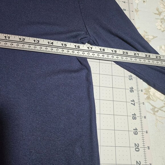 NWT, Modal Comfy Super Soft Layered, Gap Long Sleeve Mock Neck Top Navy Ribbed K - Picture 10 of 11